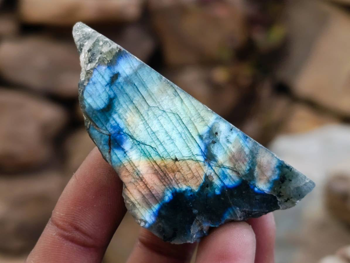 Polished On One Side Labradorite x 26 From Tulear, Madagascar - Toprock Gemstones and Minerals 