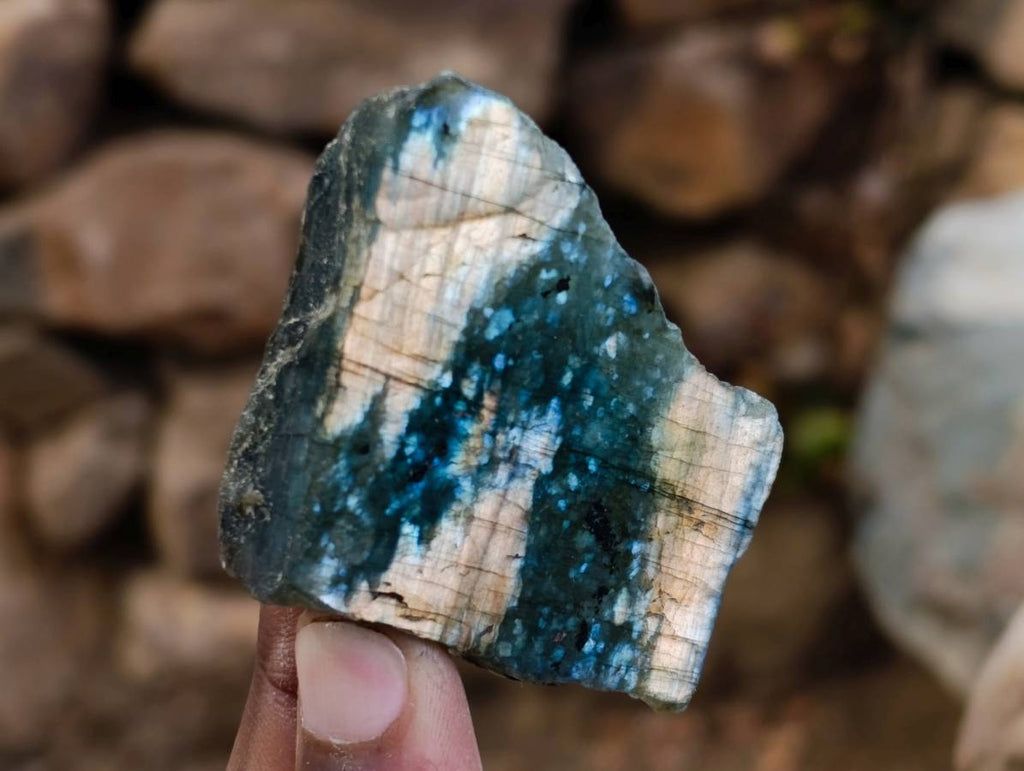 Polished On One Side Labradorite x 26 From Tulear, Madagascar - Toprock Gemstones and Minerals 