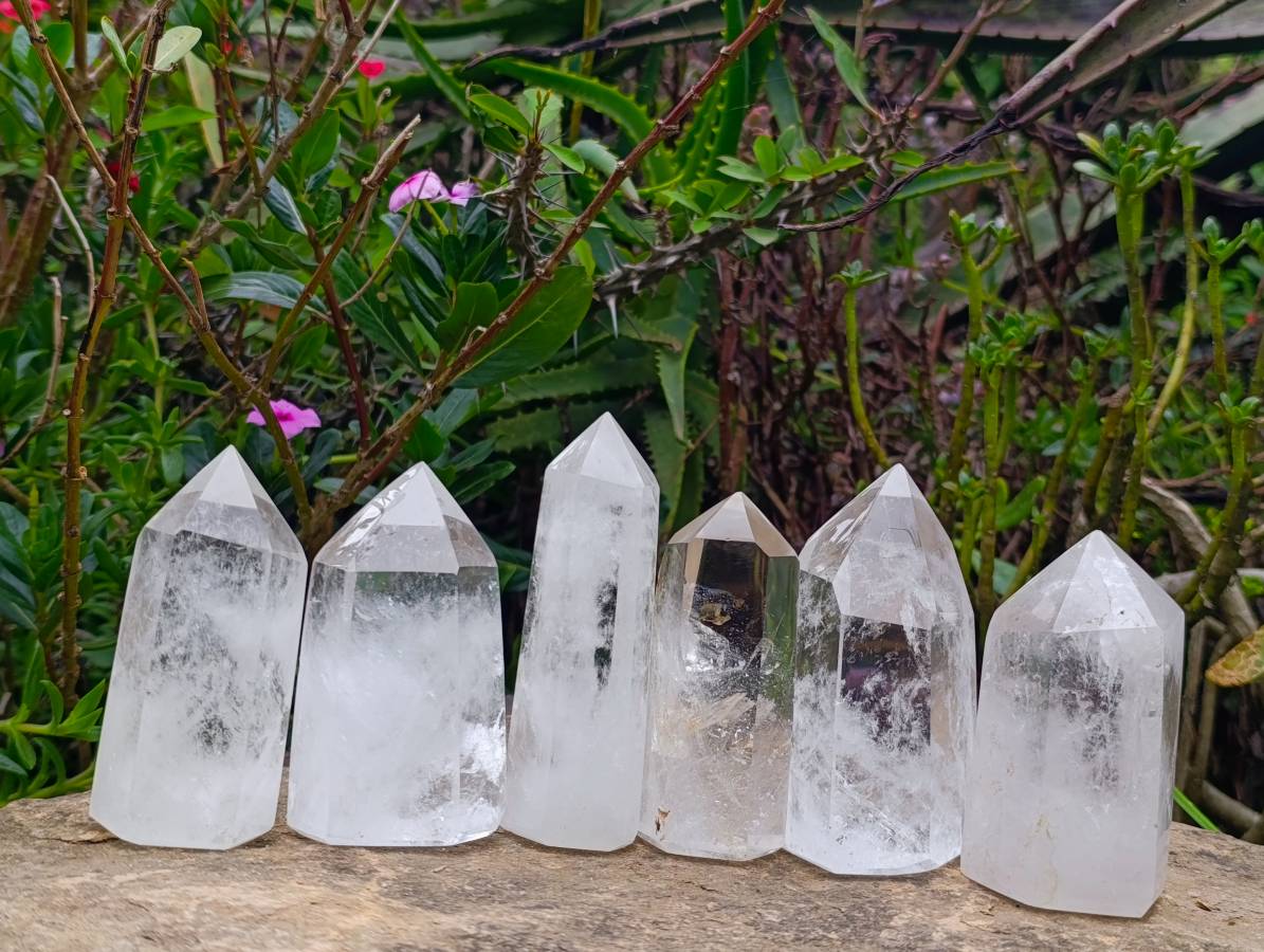 Polished Quartz Crystals x 6 From Madagascar - Toprock Gemstones and Minerals 