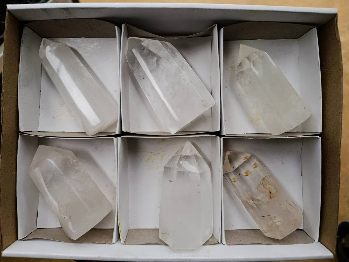 Polished Quartz Crystals x 6 From Madagascar - Toprock Gemstones and Minerals 