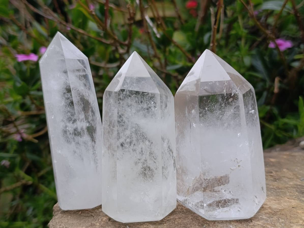 Polished Quartz Crystals x 6 From Madagascar - Toprock Gemstones and Minerals 