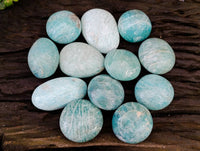 Polished Amazonite Palm Stones x 12 From Madagascar