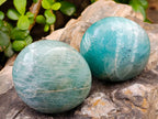 Polished Amazonite Palm Stones x 12 From Madagascar - Toprock Gemstones and Minerals 