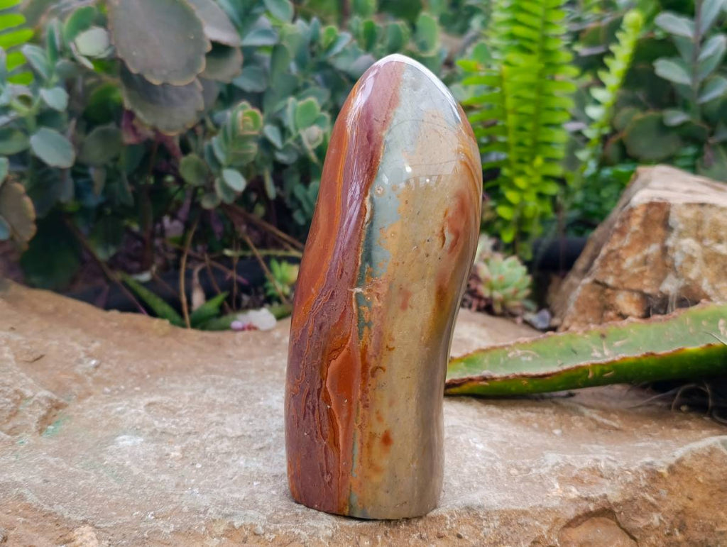 Polished Polychrome Jasper Standing Free Forms x 2 From NW Coast, Madagascar - Toprock Gemstones and Minerals 