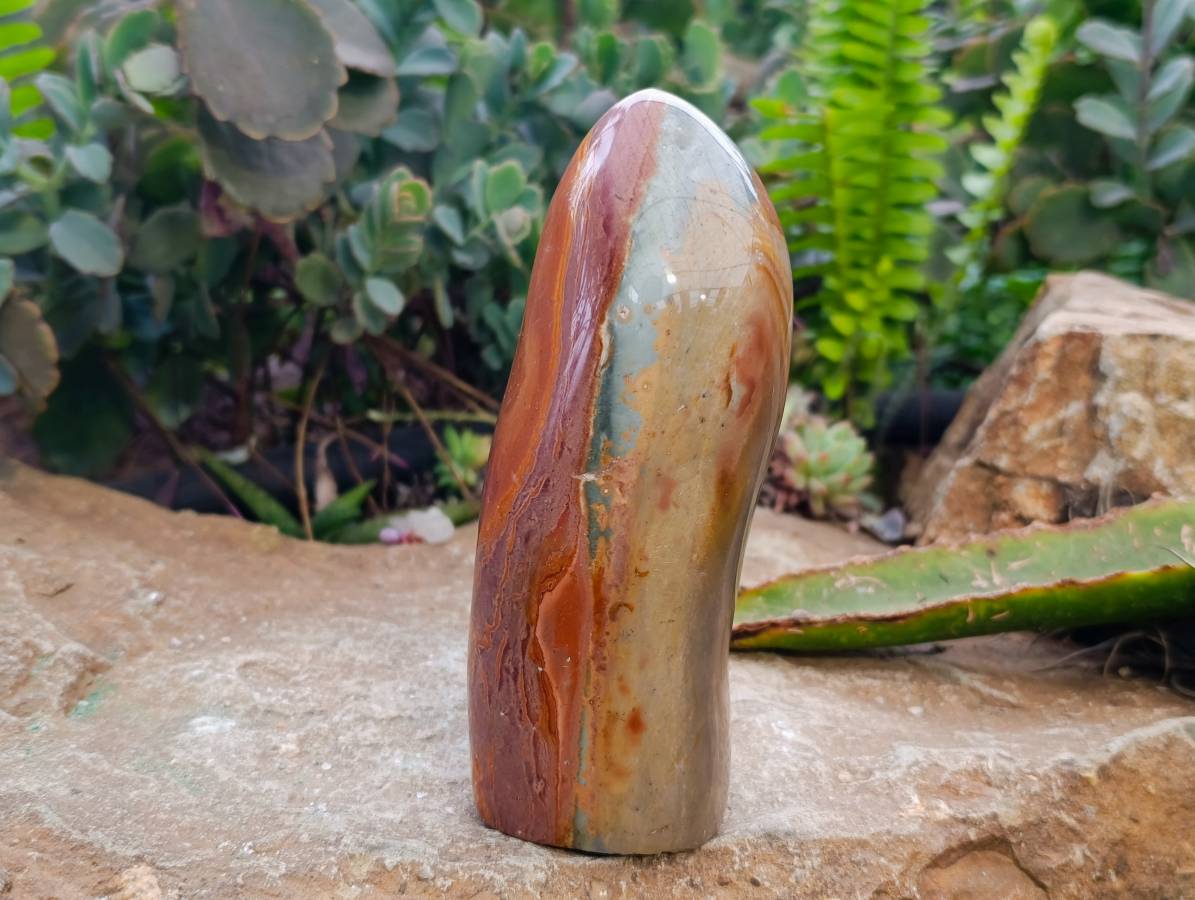 Polished Polychrome Jasper Standing Free Forms x 2 From NW Coast, Madagascar - Toprock Gemstones and Minerals 