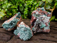 Natural Drusy Coated Malachite On Dolomite Specimens x 3 From Lupoto Mine, Congo