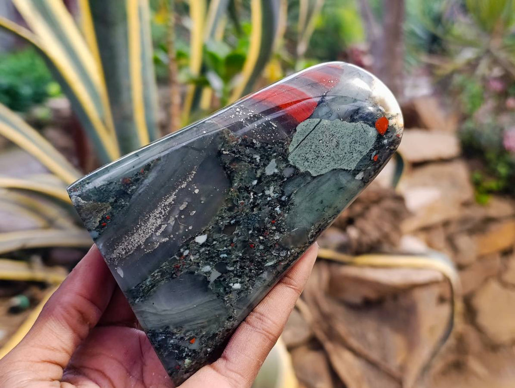 Polished Bloodstone Standing Free Forms x 3 From Swaziland - Toprock Gemstones and Minerals 