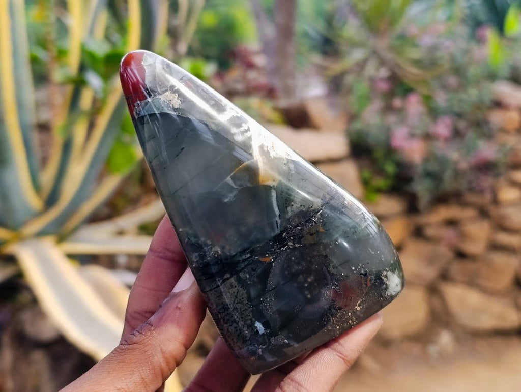 Polished Bloodstone Standing Free Forms x 3 From Swaziland - Toprock Gemstones and Minerals 