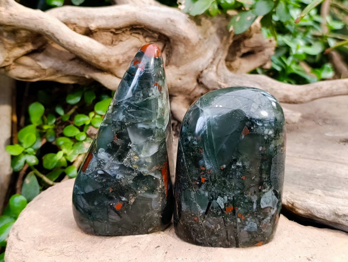 Polished Bloodstone Standing Free Forms x 3 From Swaziland - Toprock Gemstones and Minerals 
