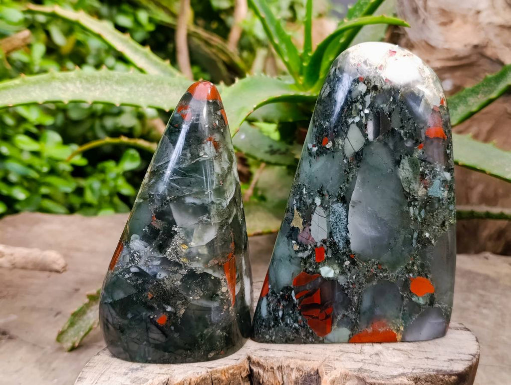 Polished Bloodstone Standing Free Forms x 3 From Swaziland - Toprock Gemstones and Minerals 