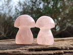 Polished Rose Quartz Mushrooms x 6 From Madagascar - Toprock Gemstones and Minerals 