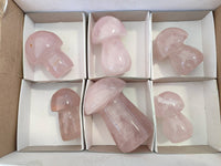 Polished Rose Quartz Mushrooms x 6 From Madagascar