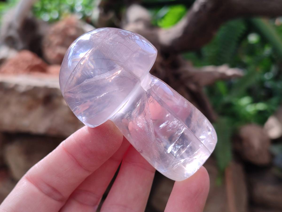 Polished Rose Quartz Mushrooms x 6 From Madagascar - Toprock Gemstones and Minerals 