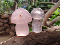 Polished Rose Quartz Mushrooms x 6 From Madagascar