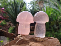 Polished Rose Quartz Mushrooms x 6 From Madagascar