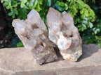 Natural Smokey Phantom Quartz Clusters x 2 From Luena, Congo - Toprock Gemstones and Minerals 