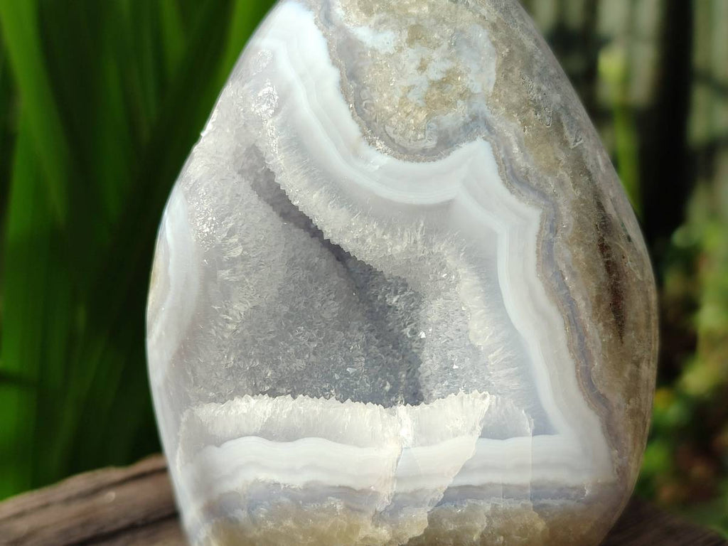 Polished Blue Lace Agate Standing Free Forms x 2 From Nsanje, Malawi - Toprock Gemstones and Minerals 