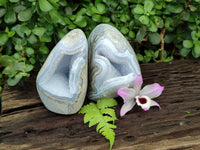 Polished Blue Lace Agate Standing Free Forms x 2 From Nsanje, Malawi