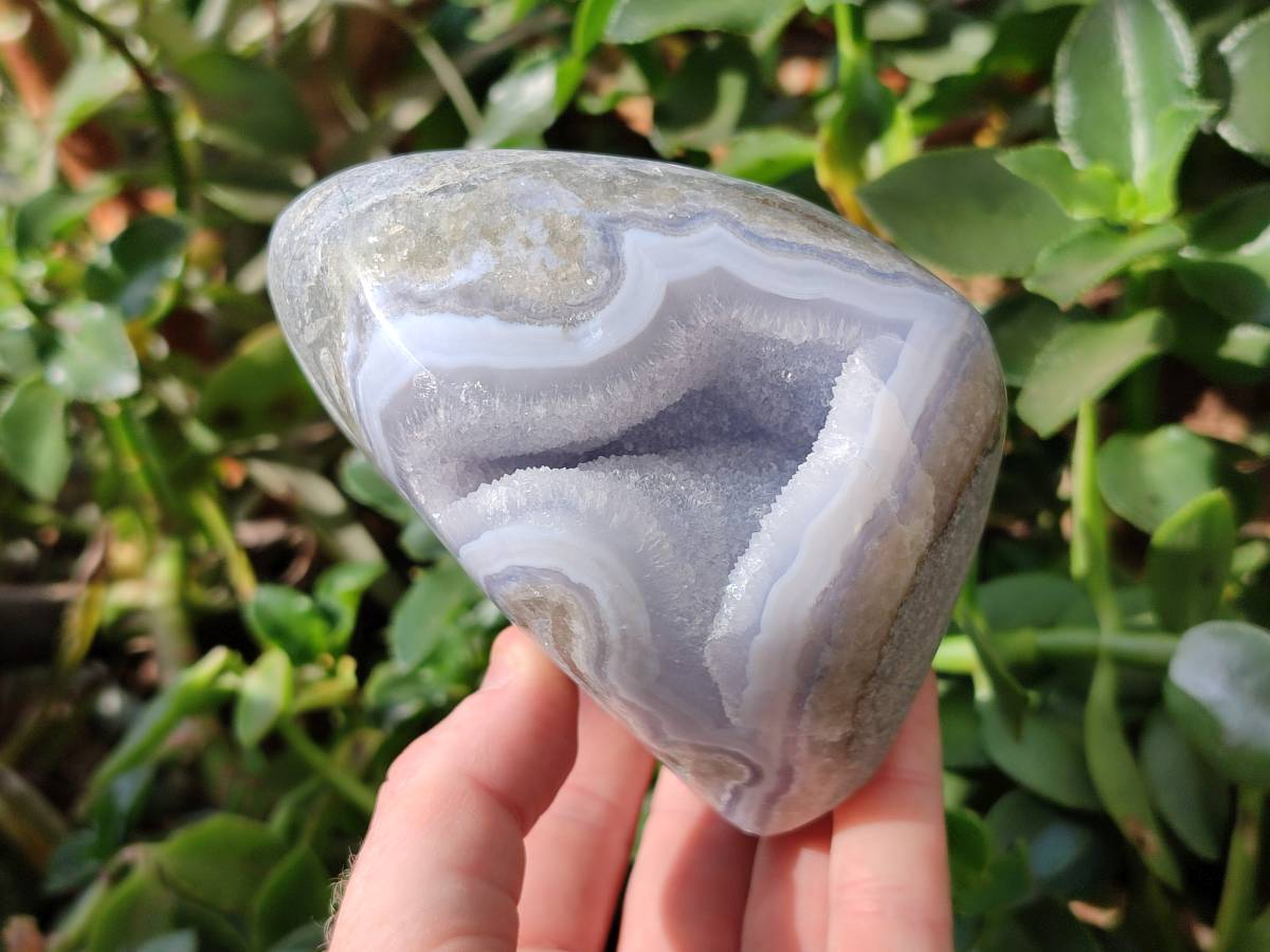 Polished Blue Lace Agate Standing Free Forms x 2 From Nsanje, Malawi - Toprock Gemstones and Minerals 