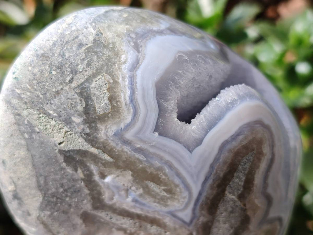 Polished Blue Lace Agate Standing Free Forms x 2 From Nsanje, Malawi - Toprock Gemstones and Minerals 