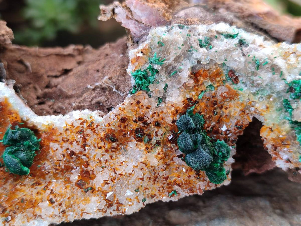 Natural Crystalline Ball Malachite and Quartz On Dolomite Matrix Specimens x 2 From Mindingi Mine, Kambove, Congo - Toprock Gemstones and Minerals 