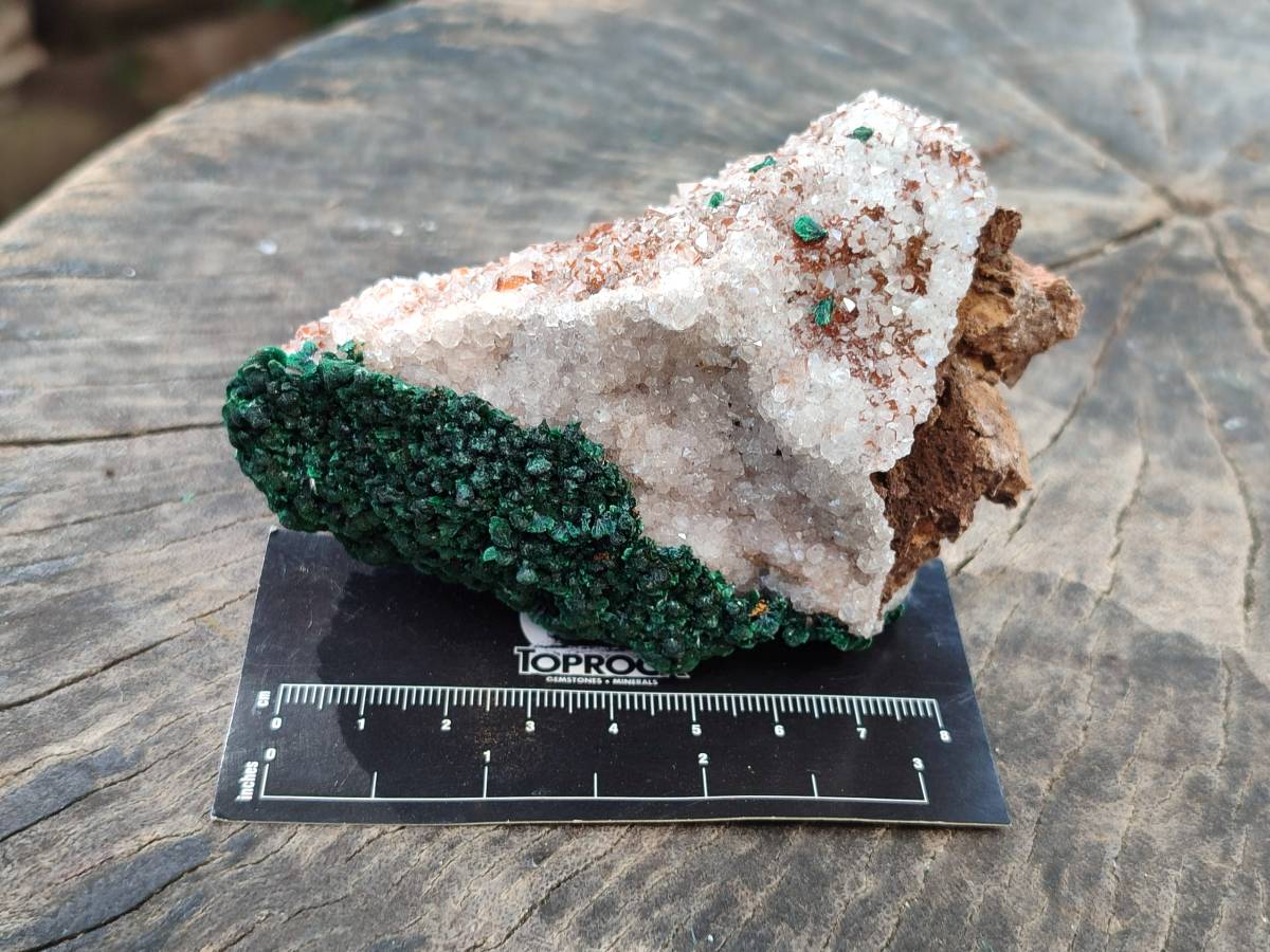 Natural Crystalline Ball Malachite and Quartz On Dolomite Matrix Specimens x 2 From Mindingi Mine, Kambove, Congo - Toprock Gemstones and Minerals 