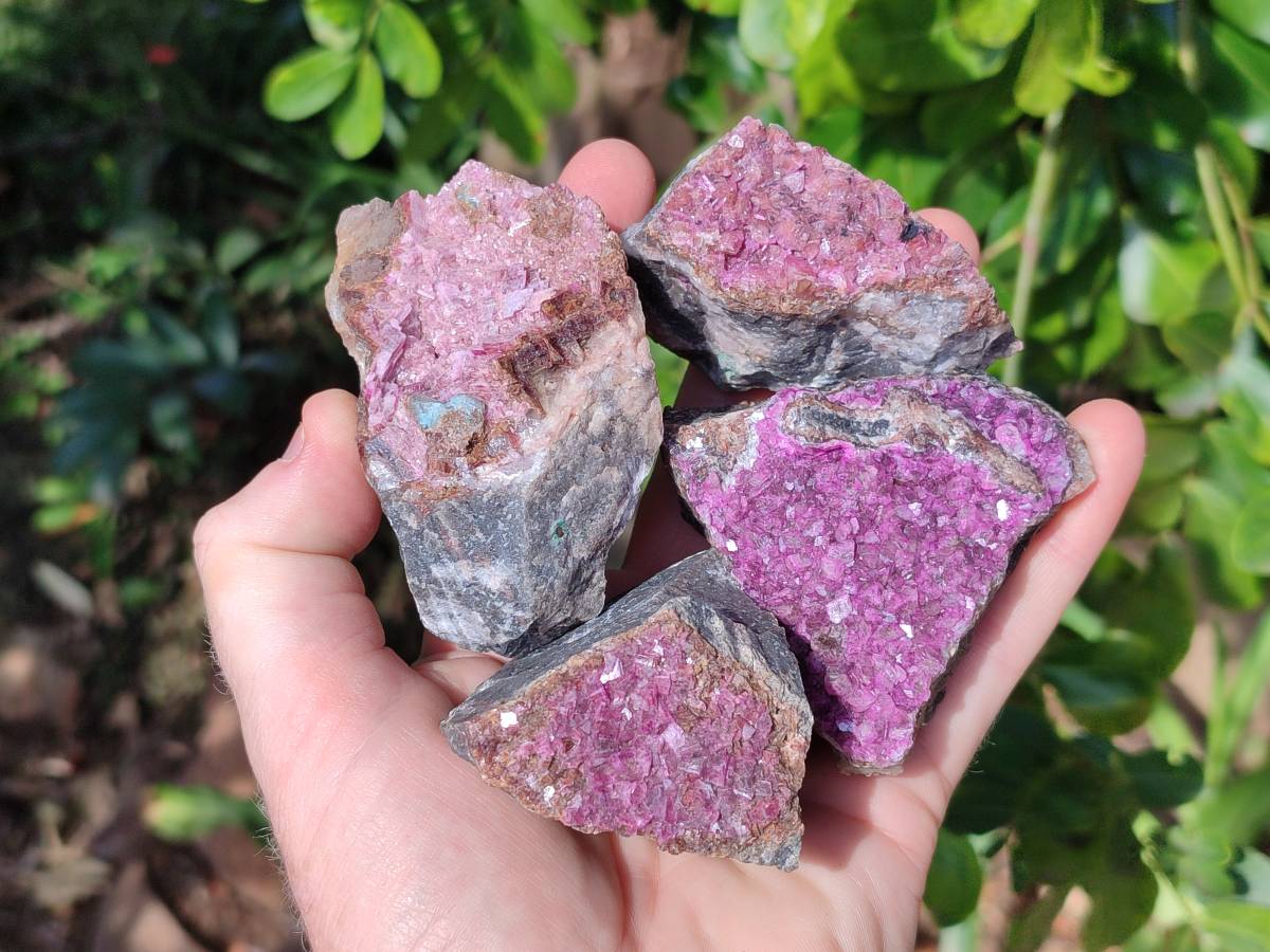 Natural Salrose Cobaltion Dolomite with Malachite Specimens x 12 From Kakanda, Congo - Toprock Gemstones and Minerals 