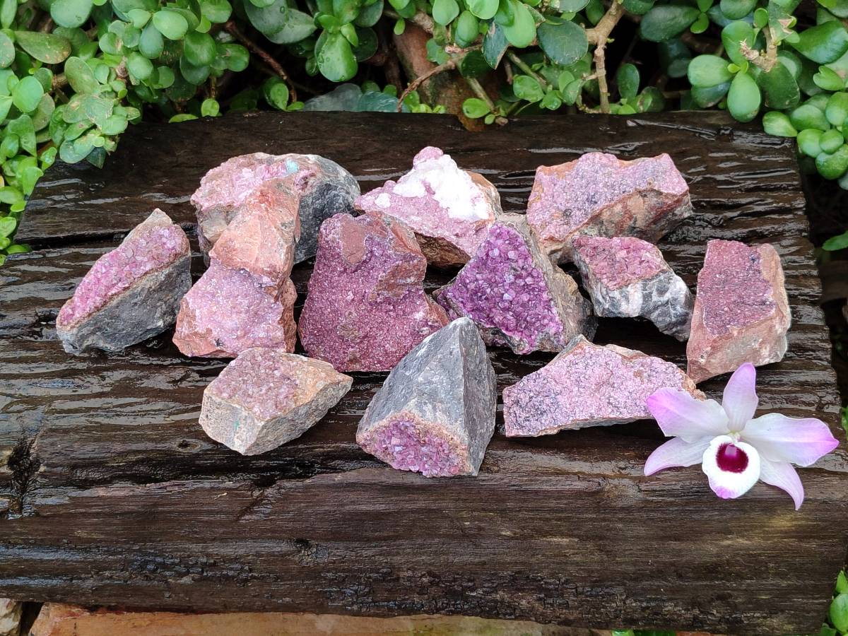 Natural Salrose Cobaltion Dolomite with Malachite Specimens x 12 From Kakanda, Congo - Toprock Gemstones and Minerals 