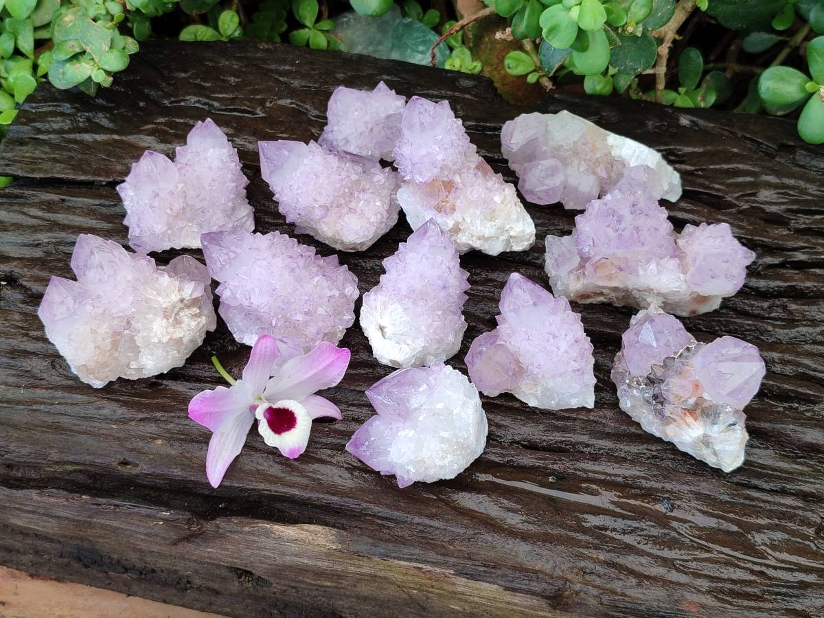 Natural Sunburst Amethyst Spirit Quartz Clusters x 12 From Boekenhouthoek, South Africa - Toprock Gemstones and Minerals 