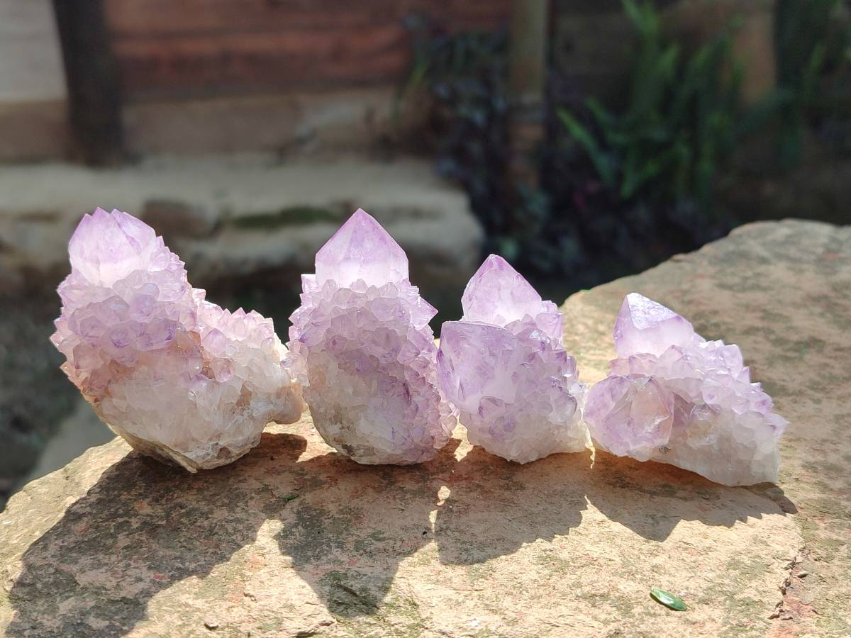 Natural Sunburst Amethyst Spirit Quartz Clusters x 12 From Boekenhouthoek, South Africa - Toprock Gemstones and Minerals 