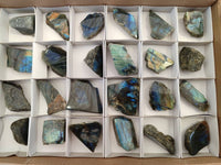 Polished On One Side Labradorite x 24 From Tulear, Madagascar