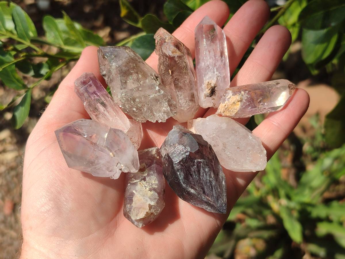 Natural Mix of Smokey, Clear And Amethyst Quartz Crystals x 20 From Brandberg, Namibia - Toprock Gemstones and Minerals 