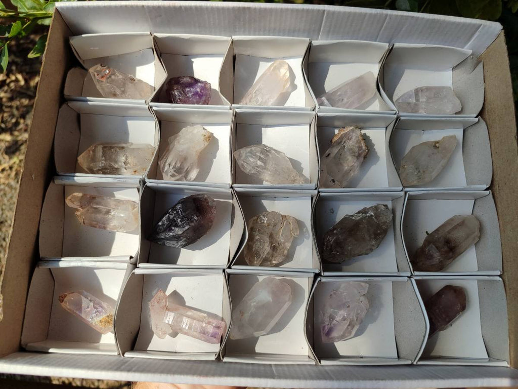 Natural Mix of Smokey, Clear And Amethyst Quartz Crystals x 20 From Brandberg, Namibia - Toprock Gemstones and Minerals 