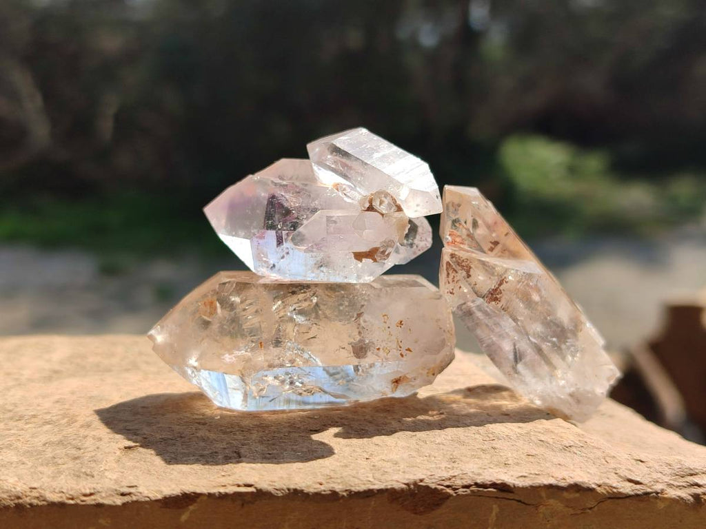 Natural Mix of Smokey, Clear And Amethyst Quartz Crystals x 20 From Brandberg, Namibia - Toprock Gemstones and Minerals 