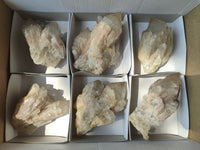 Natural Smokey Phantom Quartz Clusters x 6 From Luena, Congo