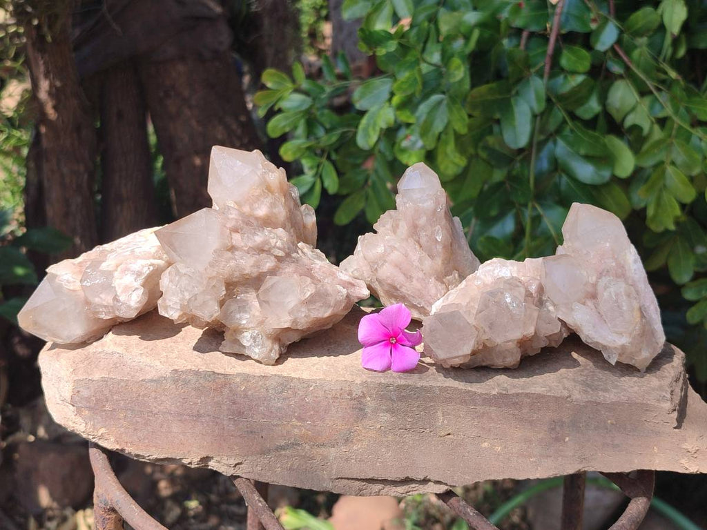 Natural Smokey Phantom Quartz Clusters x 6 From Luena, Congo - Toprock Gemstones and Minerals 