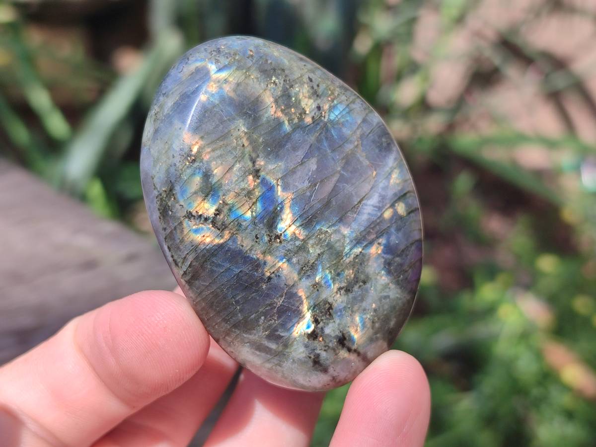Polished Purple Flash Labradorite Galets x 12 From Tulear, Madagascar - Toprock Gemstones and Minerals 