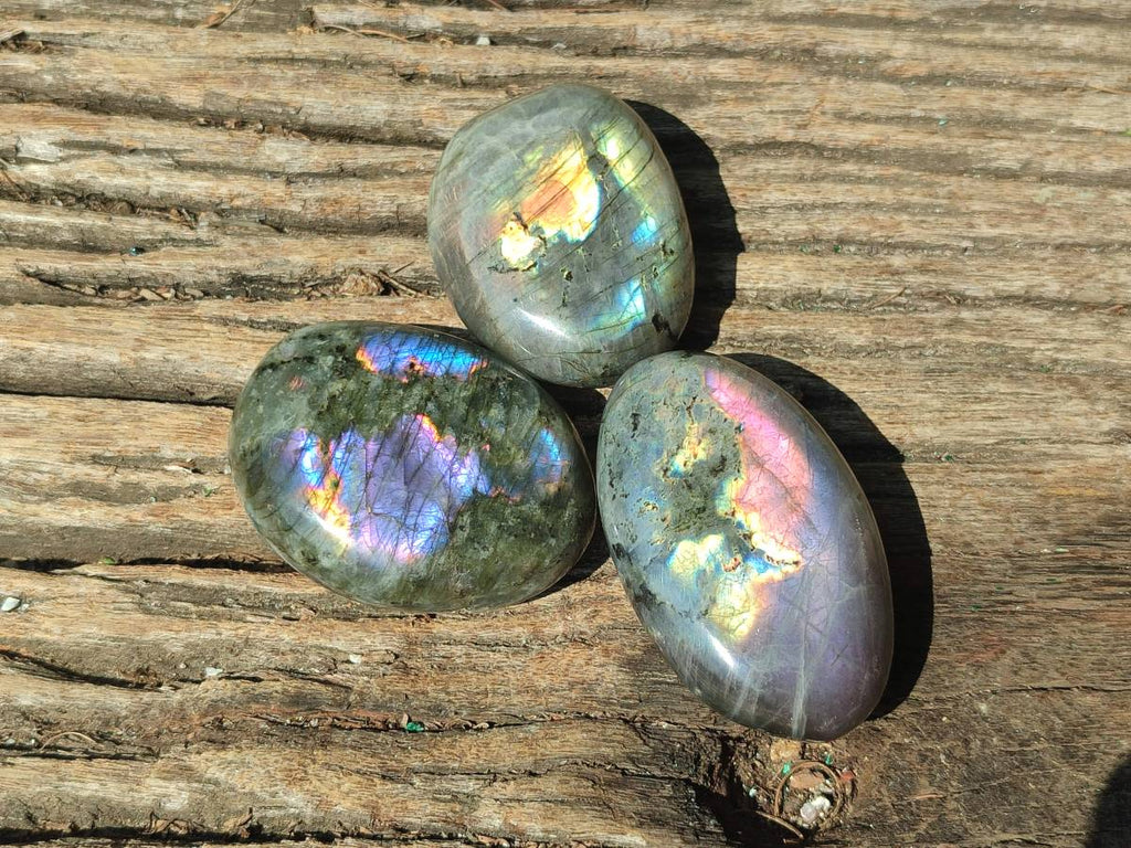 Polished Purple Flash Labradorite Galets x 12 From Tulear, Madagascar - Toprock Gemstones and Minerals 