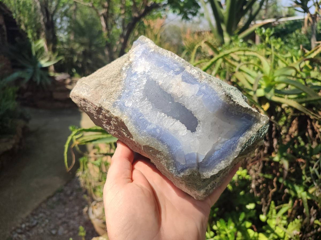 Natural Blue Lace Agate Geode Specimen x 1 From Nsanje, Malawi - Toprock Gemstones and Minerals 