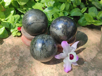 Polished Basalt Pharaoh Stone Spheres x 3 From Iron Duke Mine, Zimbabwe