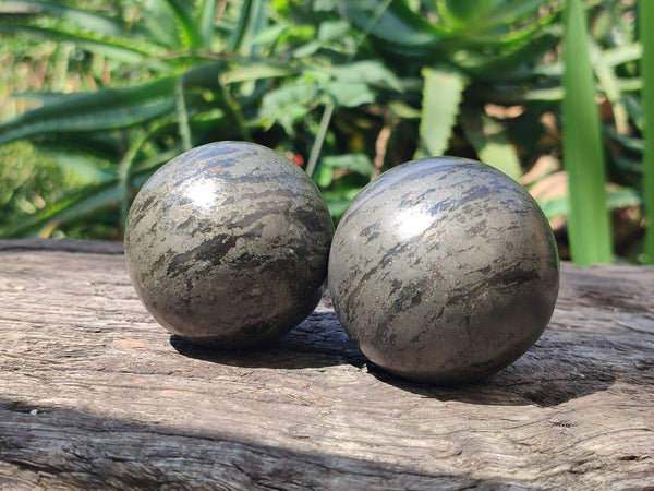 Polished Basalt Pharaoh Stone Spheres x 3 From Iron Duke Mine, Zimbabwe