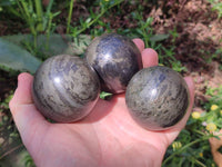 Polished Basalt Pharaoh Stone Spheres x 3 From Iron Duke Mine, Zimbabwe