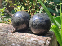 Polished Basalt Pharaoh Stone Spheres x 3 From Iron Duke Mine, Zimbabwe