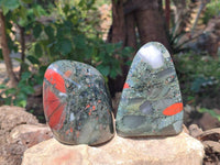 Polished Bloodstone Standing Free Forms x 3 From Swaziland
