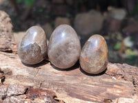 Polished Smokey Window Quartz Eggs x 35 From Madagascar