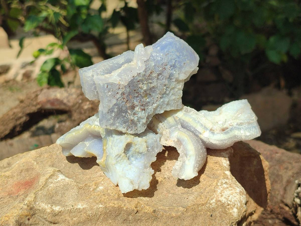 Natural Etched Blue Chalcedony Geodes x 12 From Nsanje, Malawi - Toprock Gemstones and Minerals 