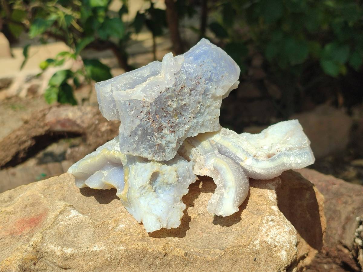 Natural Etched Blue Chalcedony Geodes x 12 From Nsanje, Malawi - Toprock Gemstones and Minerals 