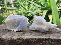 Natural Etched Blue Chalcedony Geodes x 12 From Nsanje, Malawi