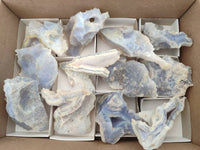 Natural Etched Blue Chalcedony Geodes x 12 From Nsanje, Malawi
