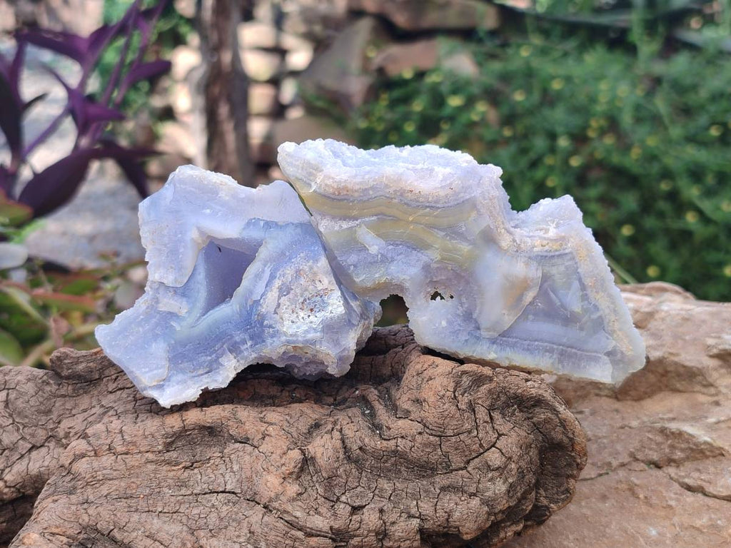 Natural Etched Blue Chalcedony Geodes x 12 From Nsanje, Malawi - Toprock Gemstones and Minerals 